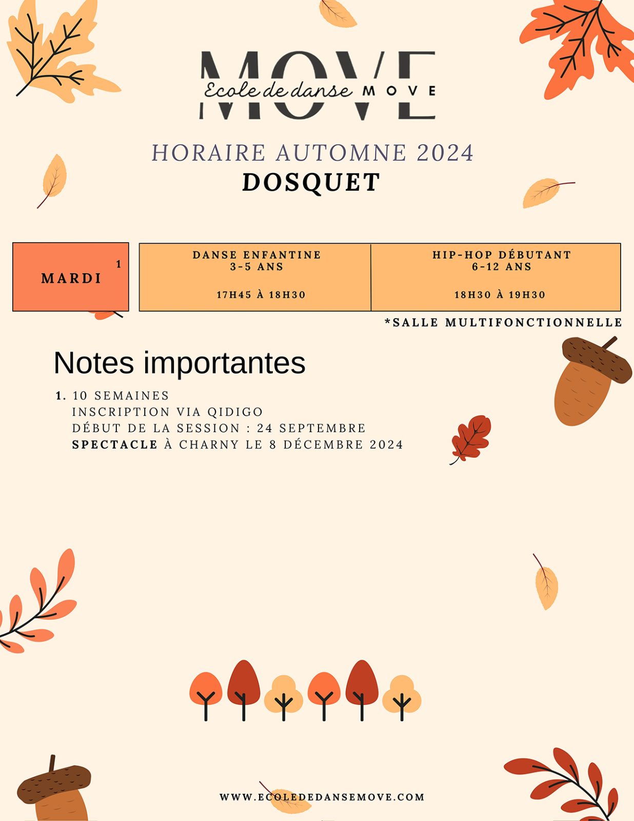 Horaire Danse - AUTOMNE - Dosquet