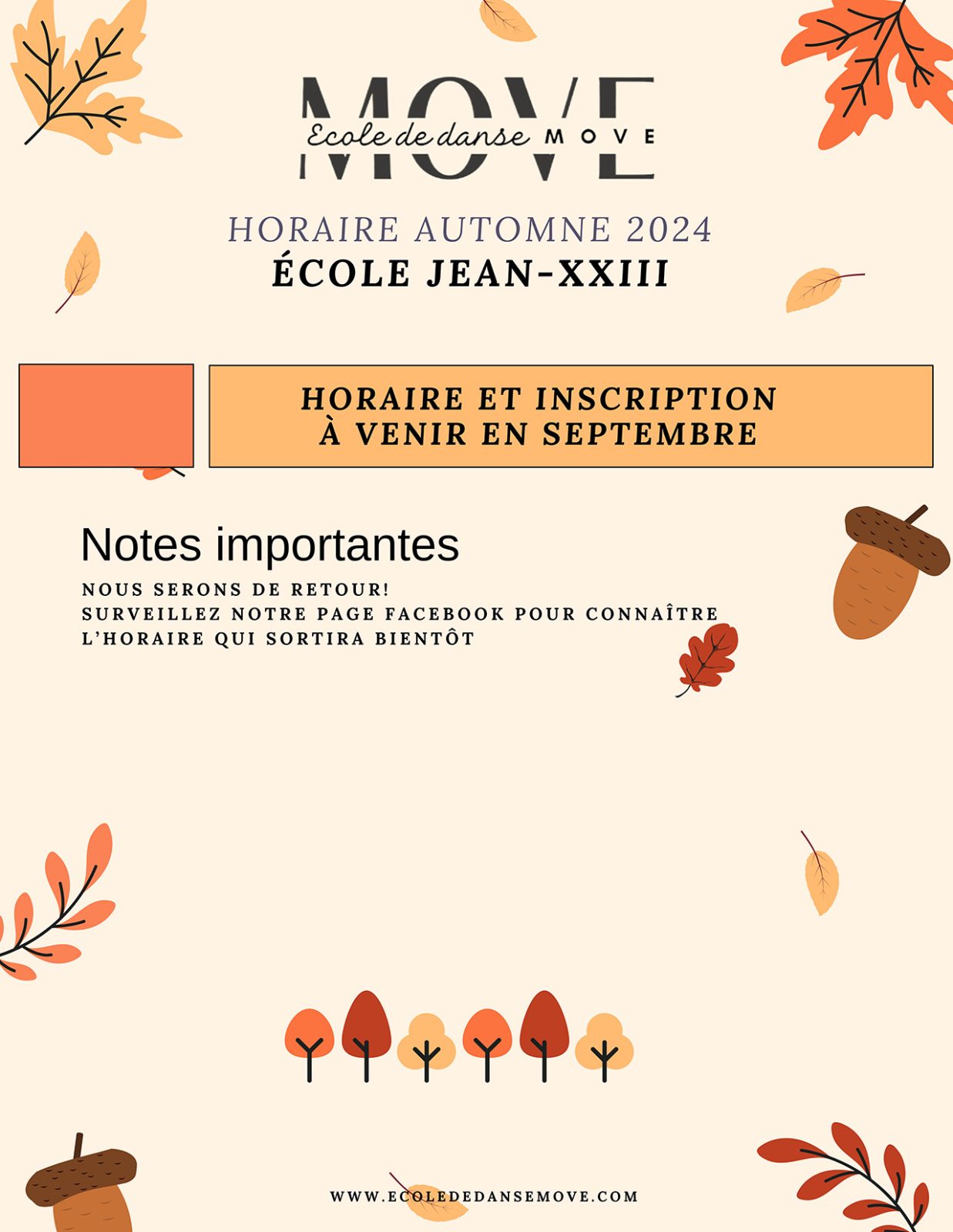 Horaire Danse - AUTOMNE - École Jean-XXIII