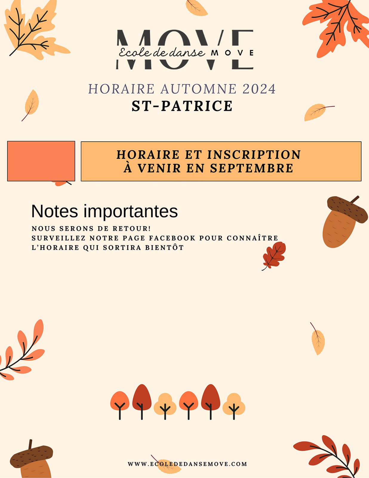 Horaire Danse - AUTOMNE - St-Patrice