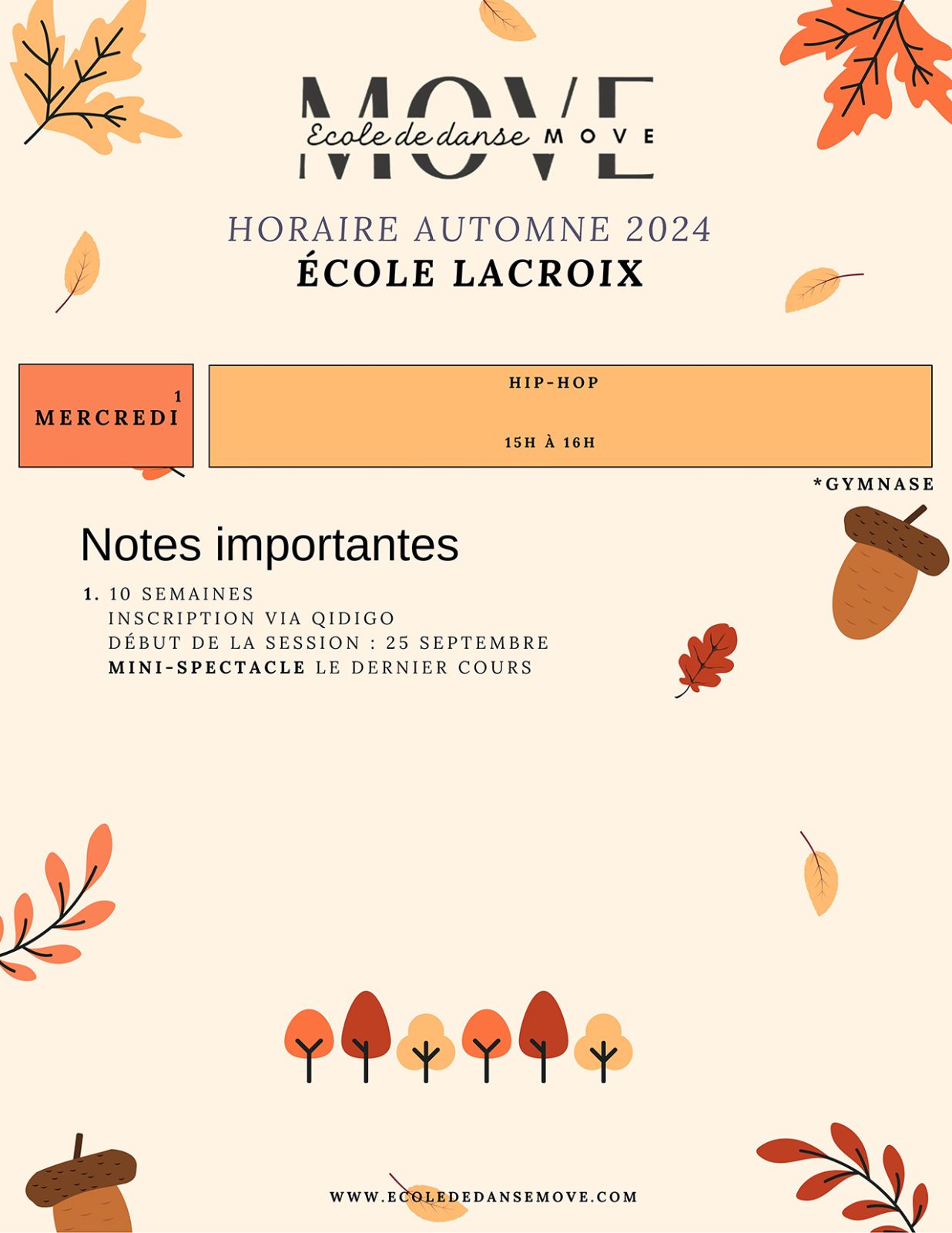 Horaire Danse - AUTOMNE - École Lacroix