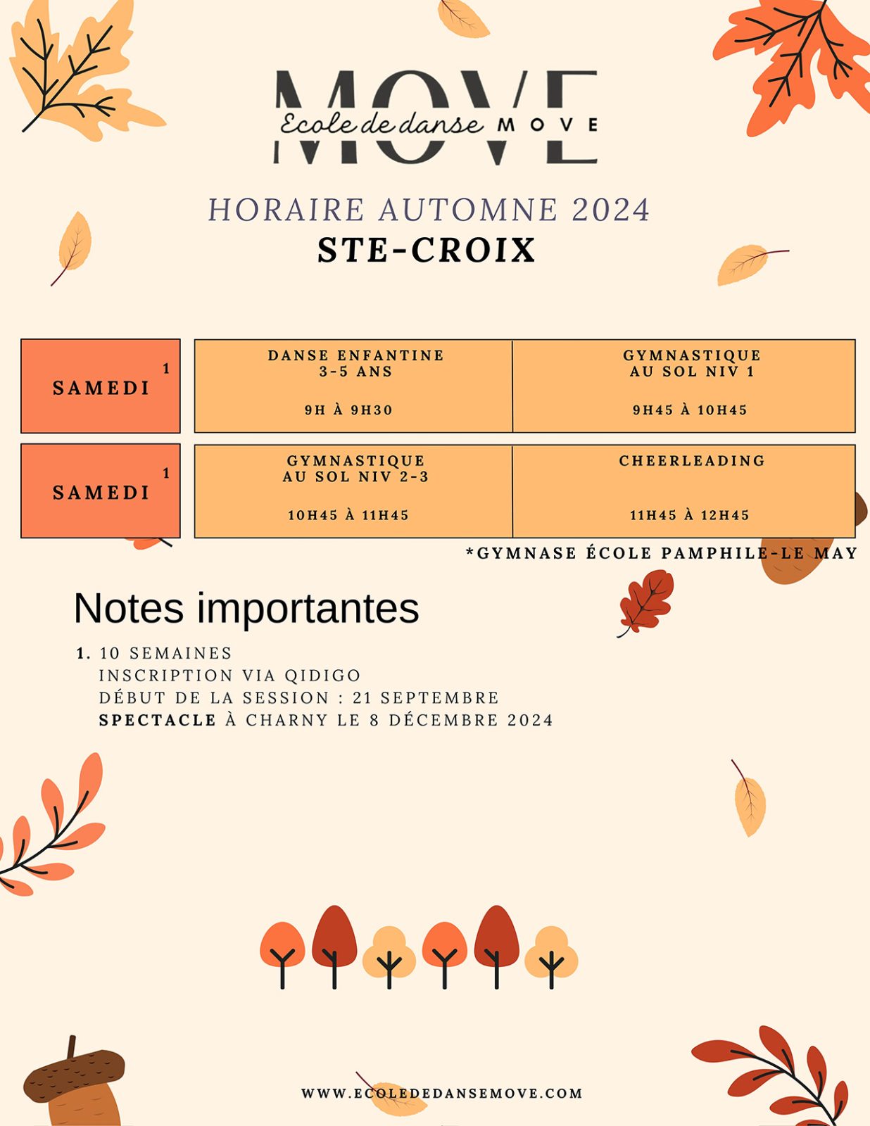 Horaire Danse - AUTOMNE - Ste-croix