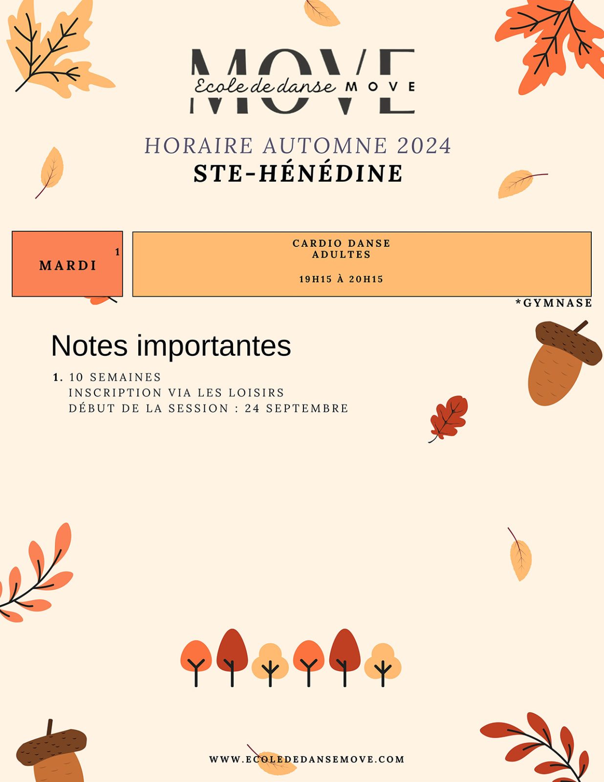 Horaire Danse - AUTOMNE - Ste-Hénédine