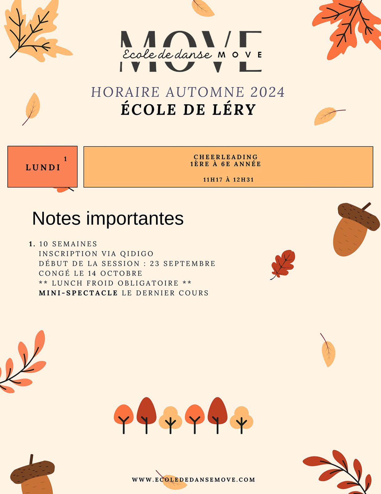 Horaire Danse - AUTOMNE - École de Léry