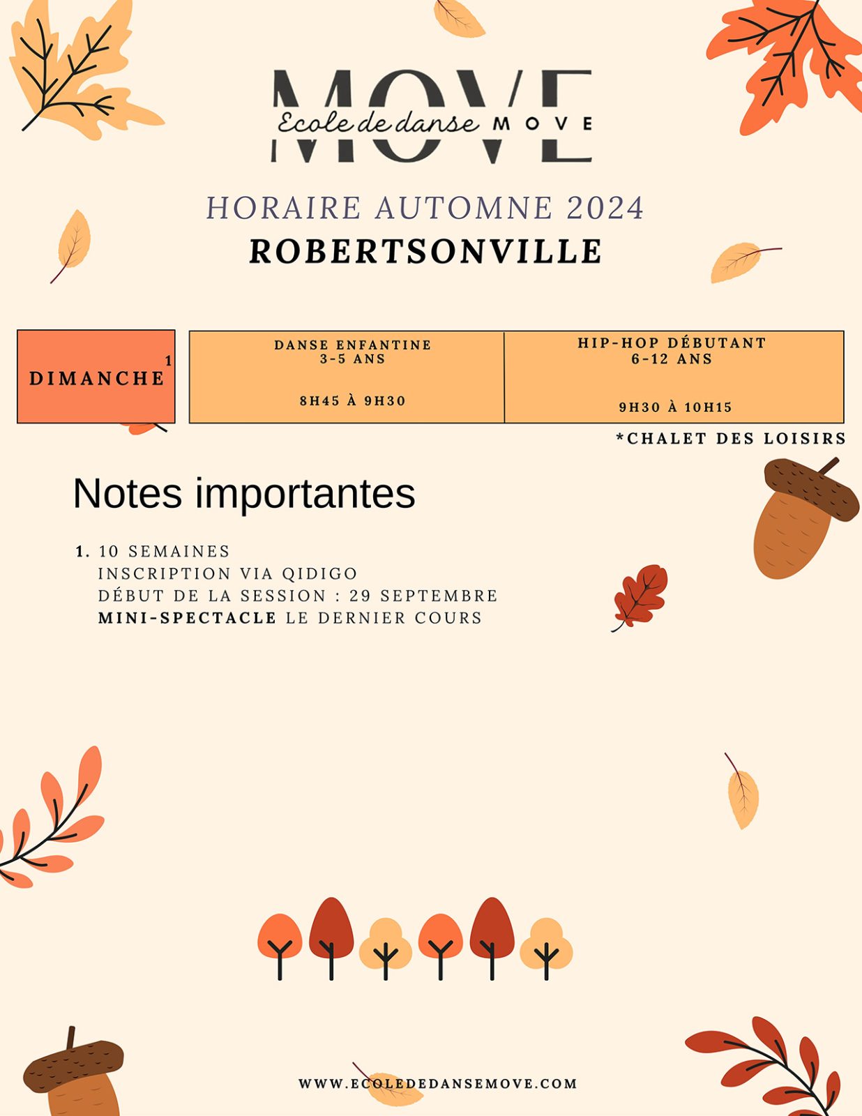 Horaire Danse - AUTOMNE - Robertsonville