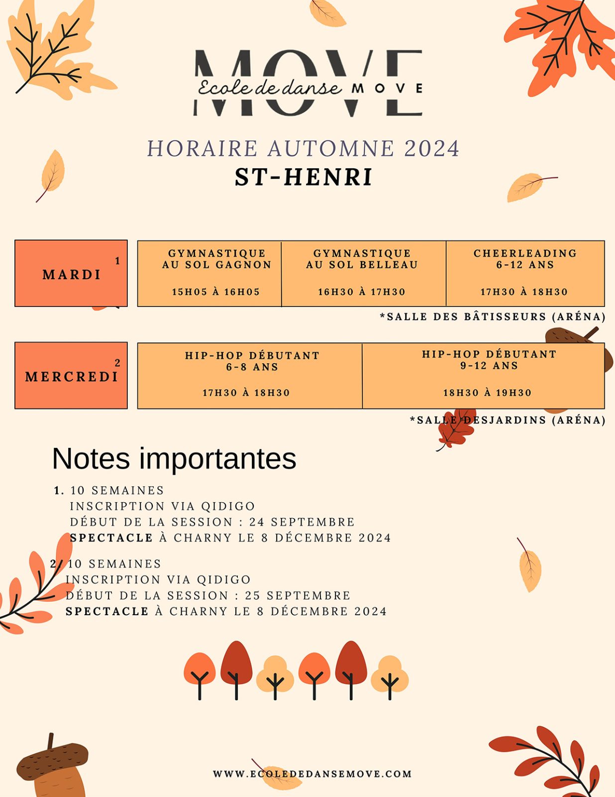 Horaire Danse - AUTOMNE - St-Henri