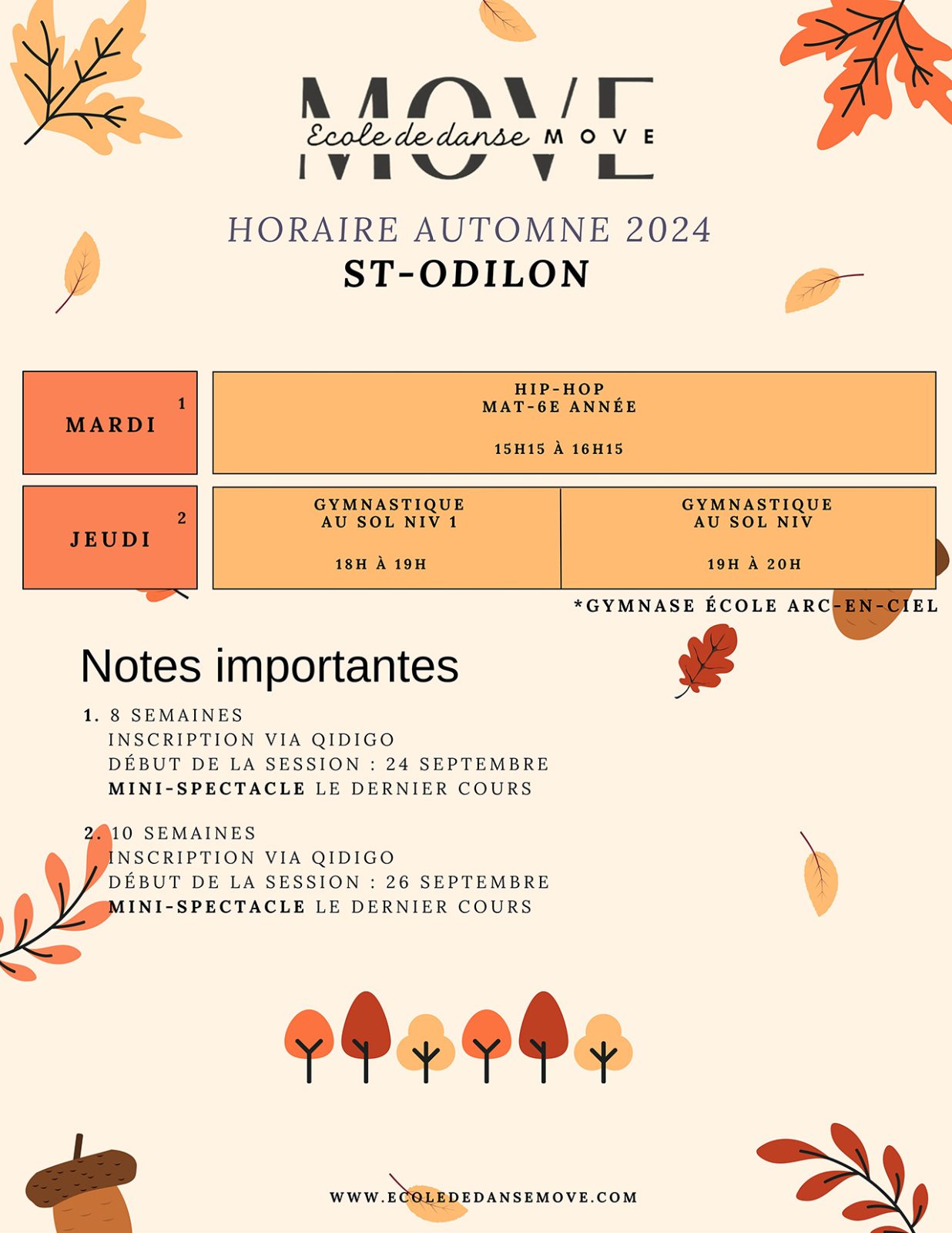 Horaire Danse - AUTOMNE - St-Odilon